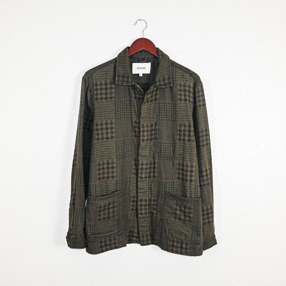 KESTIN Men's Small Arbroath Shirt Jacket Green Patchwork Cotton flannel - Picture 1 of 9